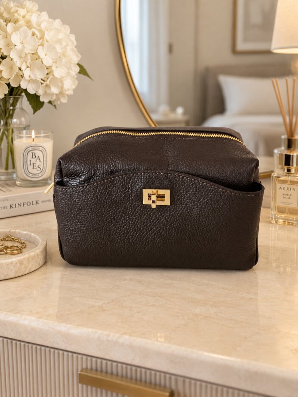 Dark Brown Genuine Leather Crossbody Bag, Italian Leather Shoulder Bag